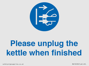 Please unplug the kettle when finished